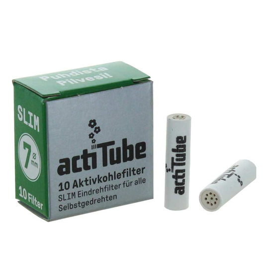 Boîte et 2 filtres à charbon ActiTube Slim 7 mm, cylindres, pack de 10