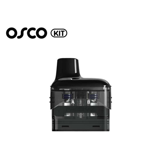 Cartouche Pod Osco noire avec fenêtre transparente, repères A et B