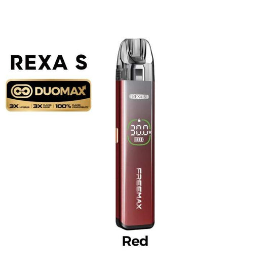 Kit pod rechargeable rouge, réservoir transparent visible et affichage LED.
