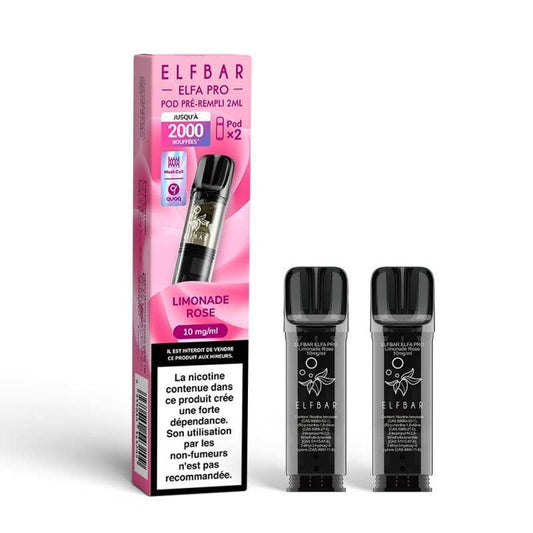 Coffret ElfBar Elfa Pro Pod Limonade Rose avec 2 pods noirs, 10 mg/ml