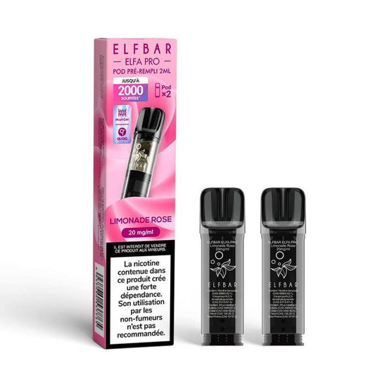 Coffret ElfBar Elfa Pro Pod Limonade Rose avec 2 pods noirs, 20 mg/ml