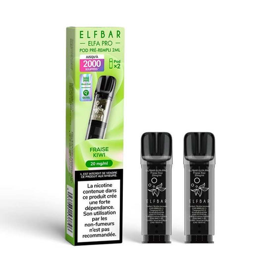 Coffret ElfBar Elfa Pro, pods Fraise Kiwi 2 ml, pack de 2, noir