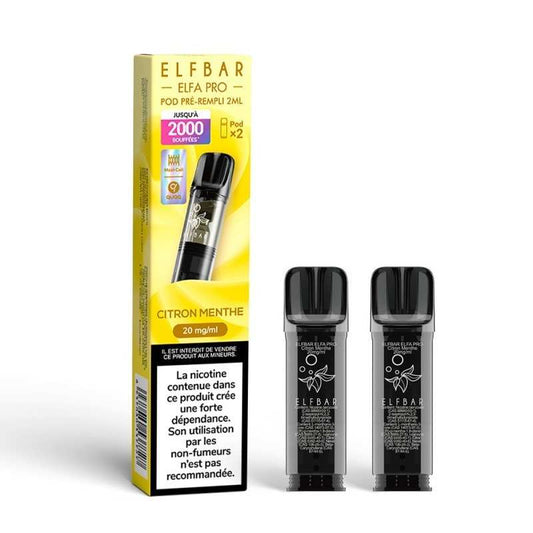 Pods ElfBar Elfa Pro Citron Menthe, pack de 2, 20 mg/ml
