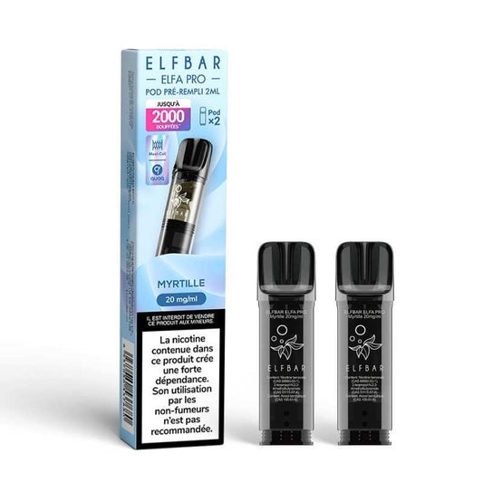 Pods ElfBar Elfa Pro myrtille noire, pack de 2, 20 mg/ml