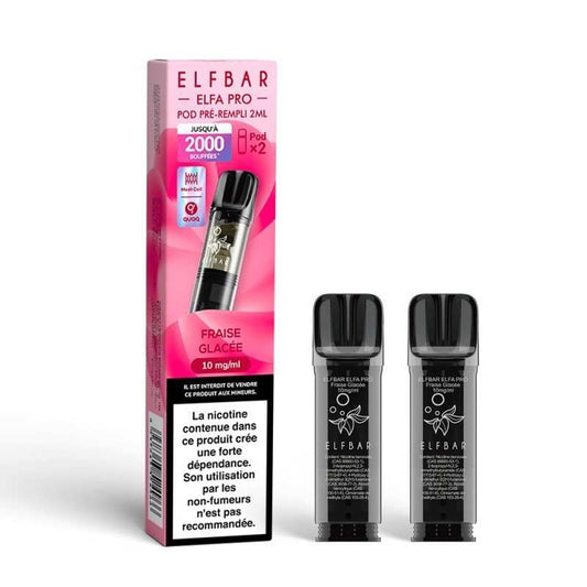 Coffret de 2 pods ElfBar Elfa Pro 2 ml fraise glacée, noir