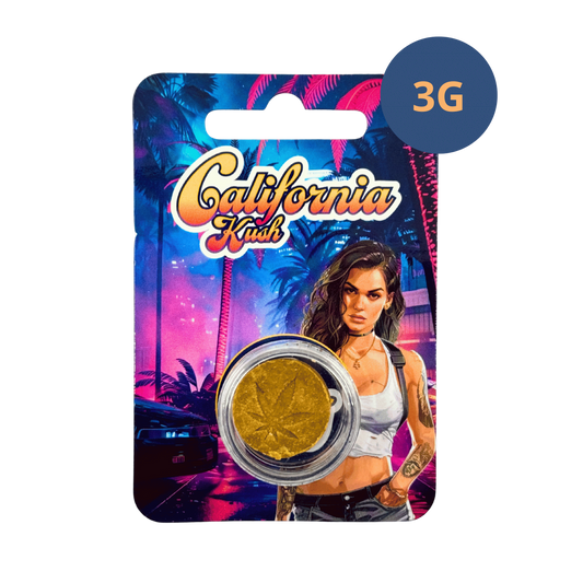 Résine CBD dans pot, emballage blister avec étiquette 3 g