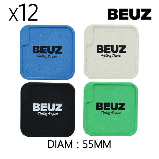 Jeu de 4 grinders BEUZ 55 mm carrés, coloris noir, vert, bleu et gris