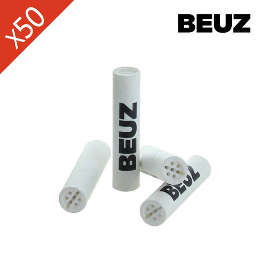 Filtres à charbon Beuz Slim 6 mm, cylindres blancs avec marquage BEUZ