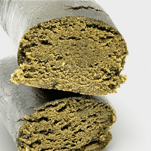 Résine CBD Black Butter : tranche vert olive granuleuse