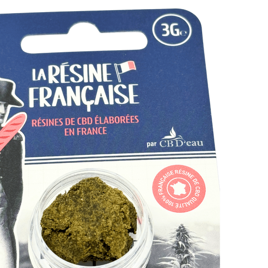 Résine de CBD solide en blister bleu, pot de résine verte 3 g