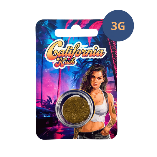 Emballage California Kush 3 g avec pot de fleurs vertes