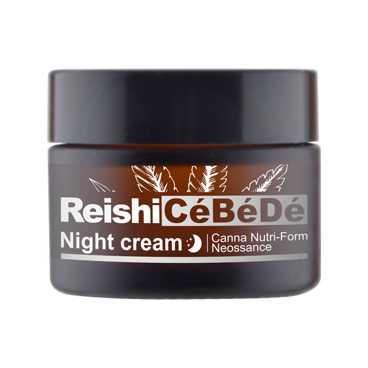 Pot noir de crème de nuit ReishiCéBéDe avec étiquette Night cream