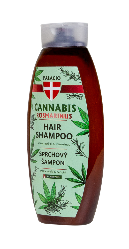 Shampoing Palacio Cannabis Rosmarinus, flacon 500 ml à l’étiquette avant