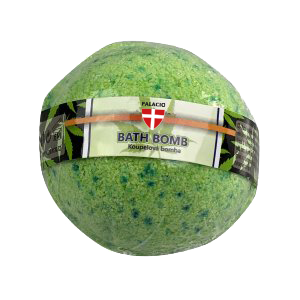 Bombe de bain verte Palacio avec étiquette Bath Bomb et décor rayé