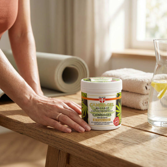 Pot de gel de massage CANNAGEL au chanvre (250 ml), bouchon blanc.