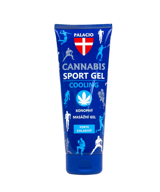 Tube de gel sportif rafraîchissant bleu Palacio, 200 ml, étiquette Cannabis Sport Gel