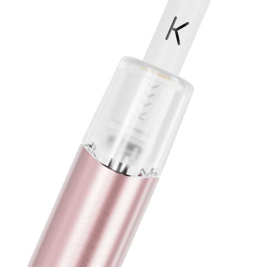 Stylo cigarette électronique rose pâle, réservoir et embout blancs