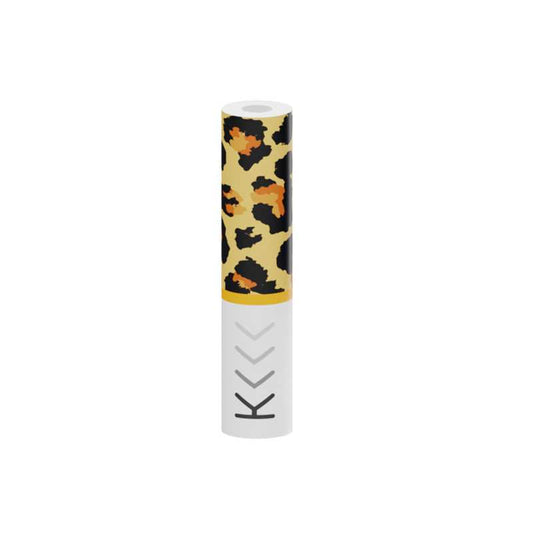 Filtre drip tip cylindre camouflage jaune sur fond noir, logo K