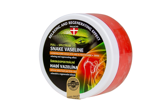 Pot de vaseline SYN-AKE 100 ml, couvercle rouge et étiquette verte