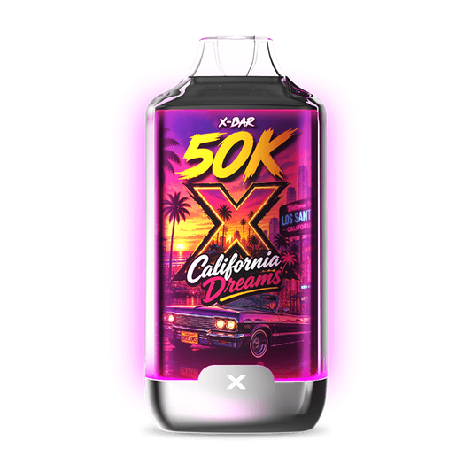 Kit de vapotage X-BAR 50K, boîtier noir et design rose California Dreams