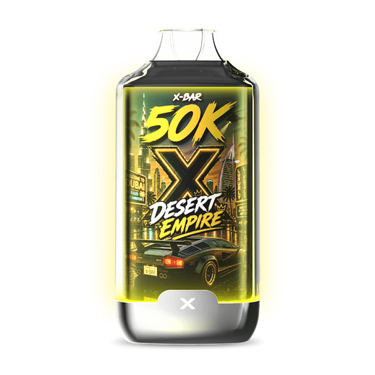 Kit cigarette électronique X-BAR 50K Desert Empire, flacon rechargeable noir et vert