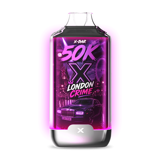 Kit de vape X-BAR 50K Ice City London Crime : cartouche noire et rose