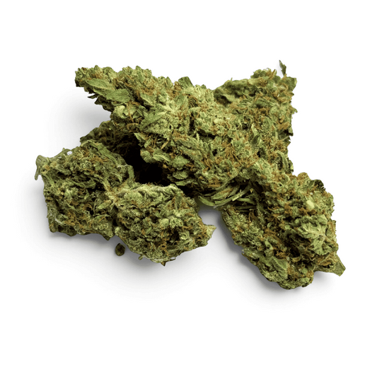 Fleurs de CBD vertes séchées, têtes denses et friables