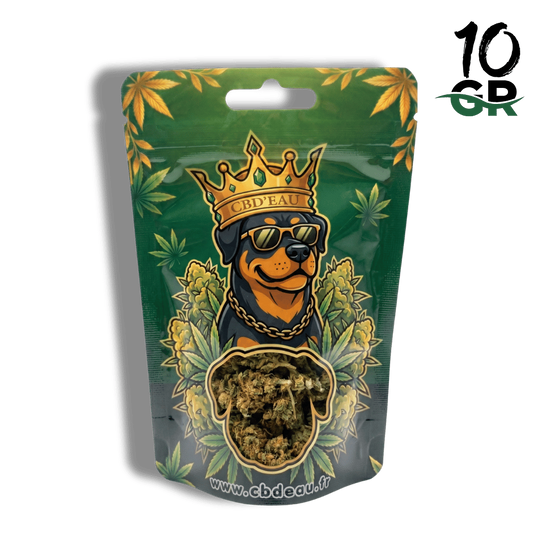 Pochette de fleurs de CBD Lemon Haze 10 g avec fenêtre, face avant