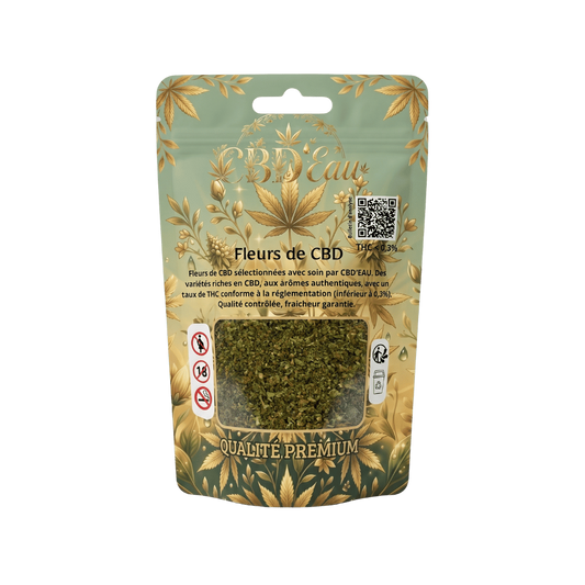 Fleurs de CBD micro-buds dans un sachet préemballé, vert, 20 g