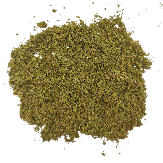 Bouquet de cannabis vert, forme compacte, aspect texturé