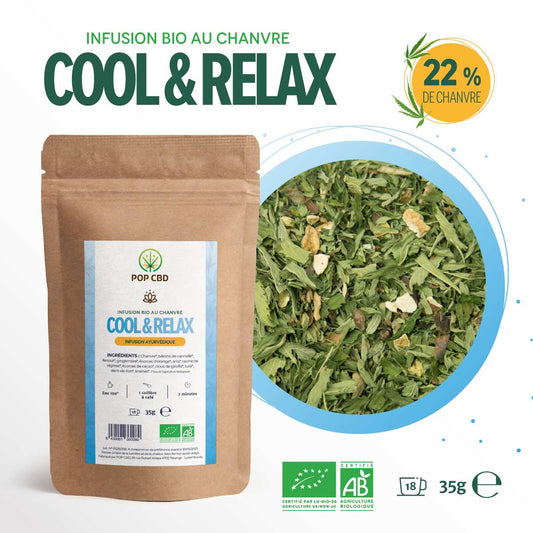 Sachet de tisane CBD bio au chanvre Cool & Relax, 35 g, POP CBD