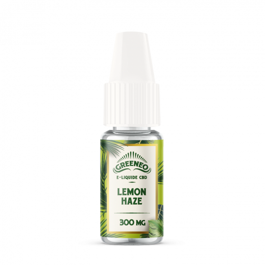 E-liquide CBD sans nicotine GREENEO Lemon Haze 300 mg, flacon compte-gouttes