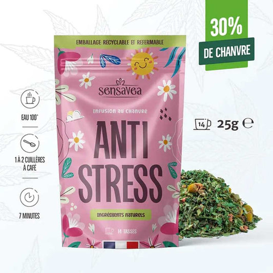 Infusion anti-stress au chanvre en sachet, 25 g, 14 tasses