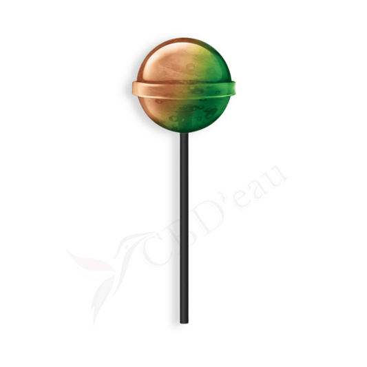 Sucette chocolat ronde, garniture vert-olive, bâtonnet noir, MULTITRANCE