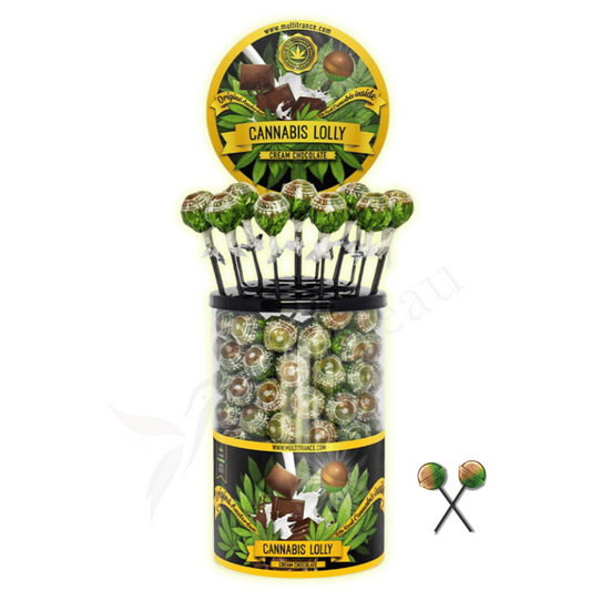 Bocal de sucettes chocolat au motif Cannabis Lolly, sucettes sur bâtonnet